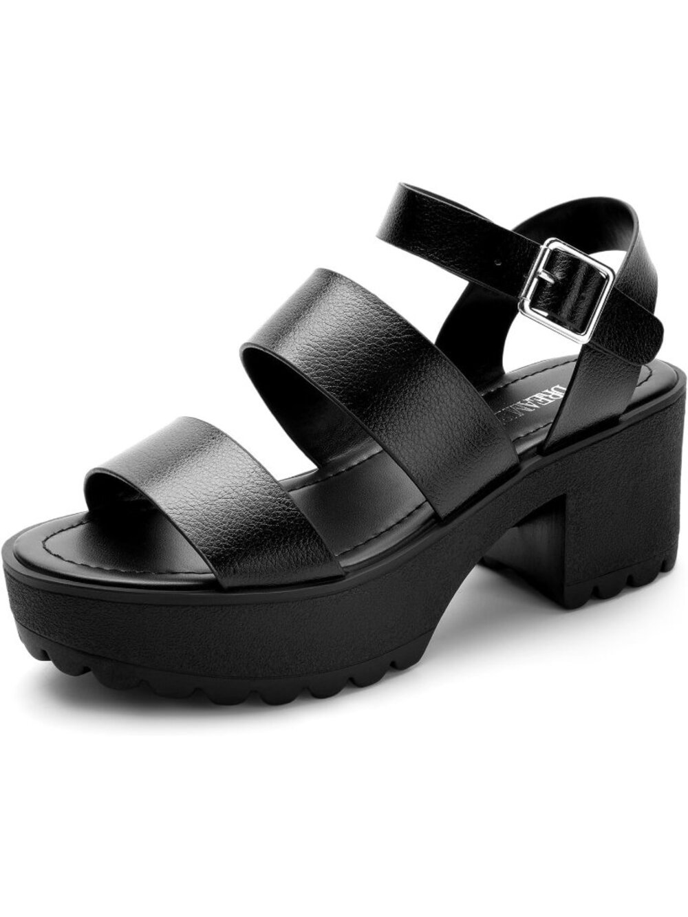 DREAM PAIRS Women's Chunky Block High Heels Open Toe Stylish Black Ankle Strap